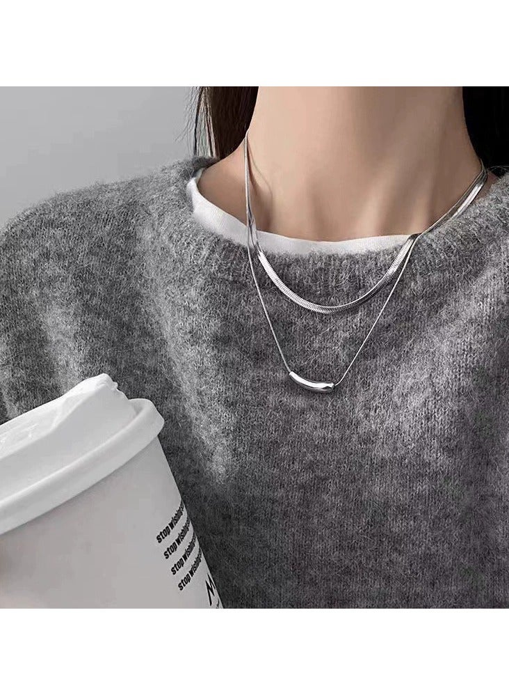Goolsky Layered Snake Chain Necklace for Women – Minimalist Hip-Hop Collarbone Jewelry, Cool Aesthetic Statement Piece  - Image 1