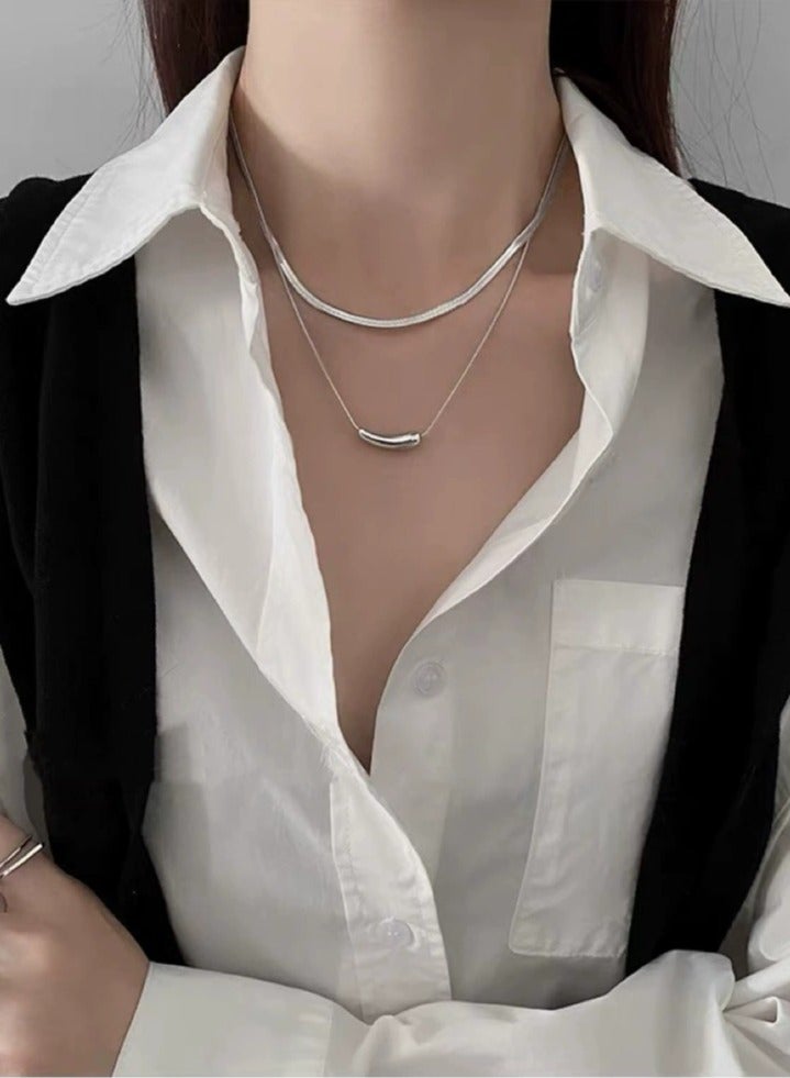 Goolsky Layered Snake Chain Necklace for Women – Minimalist Hip-Hop Collarbone Jewelry, Cool Aesthetic Statement Piece  - Image 3