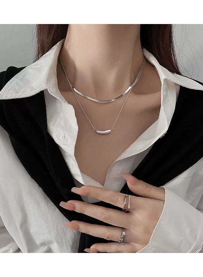 Goolsky Layered Snake Chain Necklace for Women – Minimalist Hip-Hop Collarbone Jewelry, Cool Aesthetic Statement Piece  - Image 4