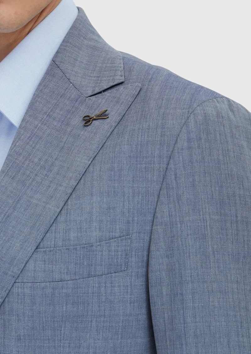 RAMSEY Indigo Plain Zeroweight Slim Fit 100% Wool Suit