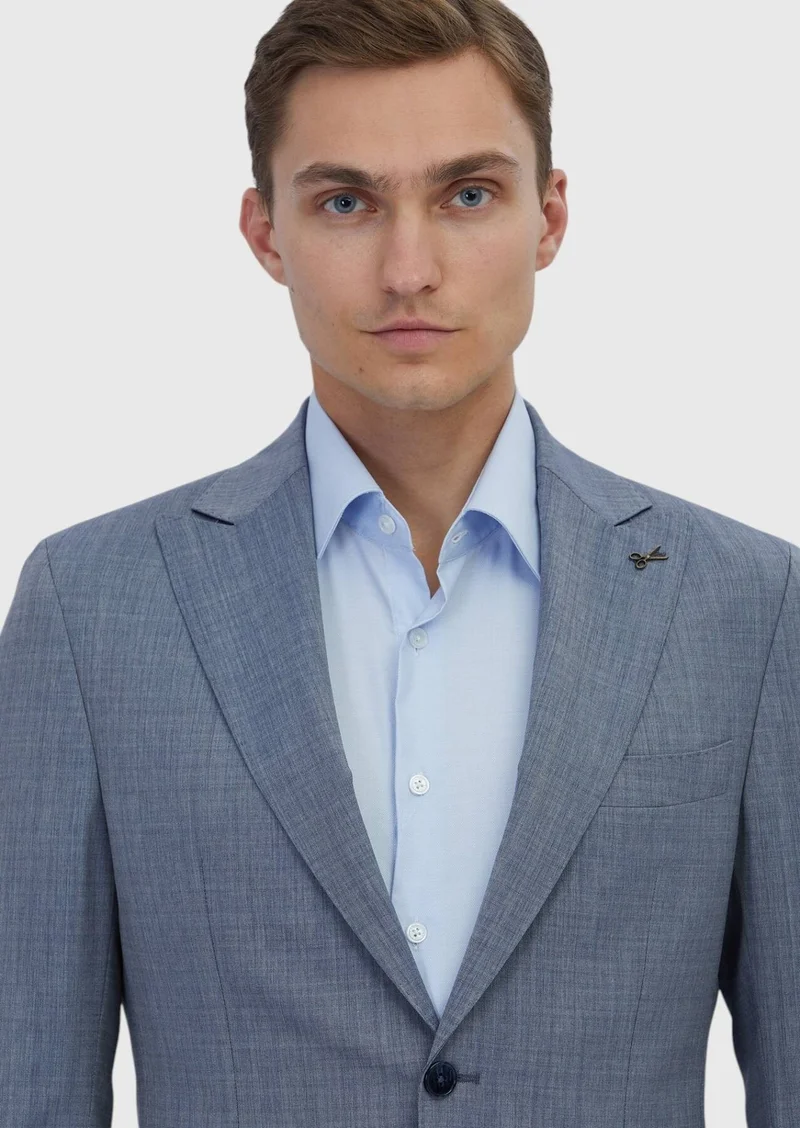RAMSEY Indigo Plain Zeroweight Slim Fit 100% Wool Suit