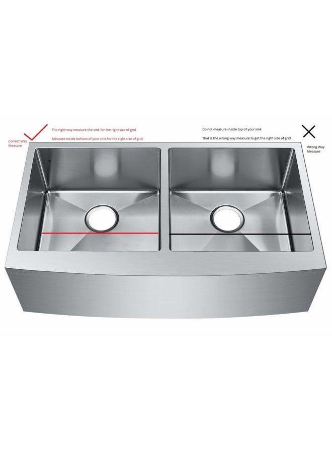 Starstar 50/50 Double Bowl Kitchen Sink Bottom Two Grids, Stainless Steel Kitchen Sink Protector (12 5/8" x 14 5/16") - Image 3