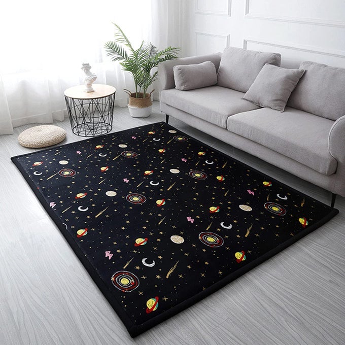 CORAL VELVET AREA RUG 1 THICK MEMORY FOAM BABY PLAY MAT WASHABLE TODDLER CARPET HOME DECOR FOR LIVING ROOM NURSERY KIDS BEDROOM ASTRAL BLACK 67X710