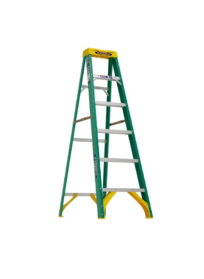 Type II Durable and Sturdy Fiberglass Step Ladder Green and Yellow 6 ft 5906ME