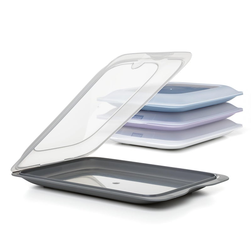 TATAY Cold Meat Containers for Fridge  Set of 4 Standard  Fridge Storage  Removable Lid Stackable  Microwave Freezer and Dishwasher Safe  BPAFree 17 x 32 x 252 cm Pastel Colours