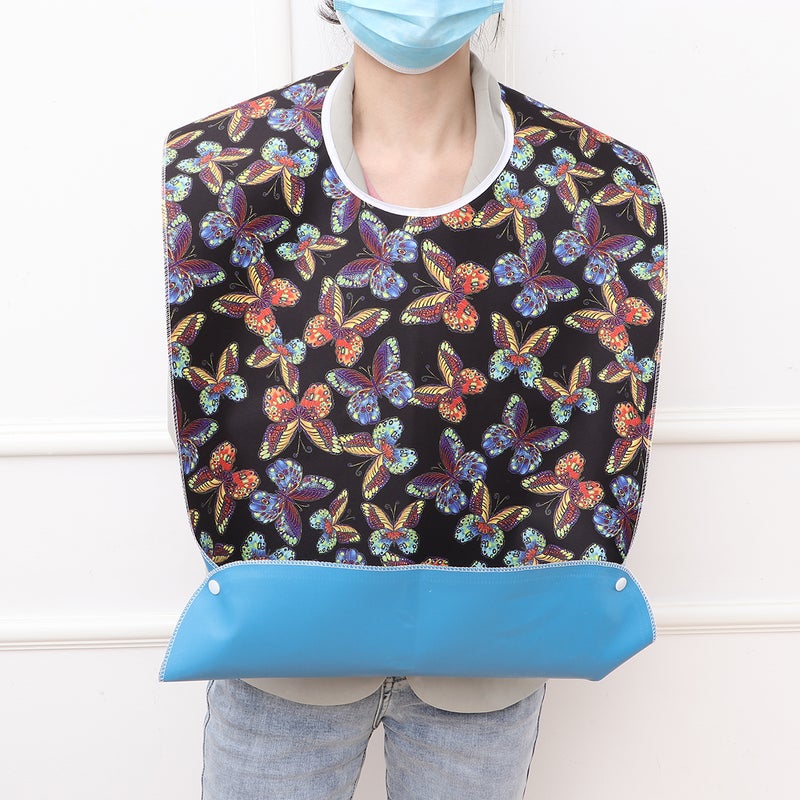 1PC Adult Feeding Bib Waterproof Eating Bib Clothes Protective Apron Dining Accessory for Patients Seniors (Black Butterfly) - Image 4