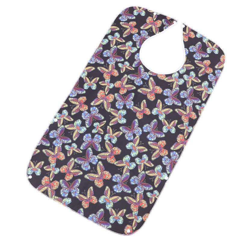1PC Adult Feeding Bib Waterproof Eating Bib Clothes Protective Apron Dining Accessory for Patients Seniors (Black Butterfly) - Image 1