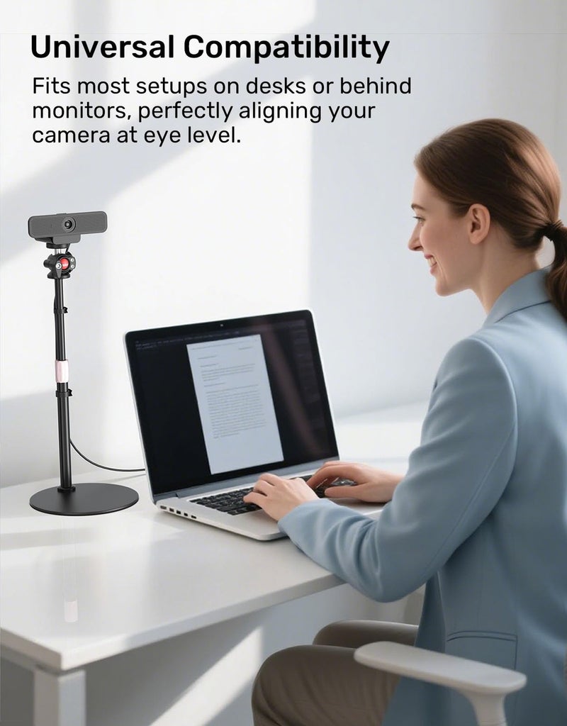Etour Webcam Tripod Stand for Desk, 2025 Upgrade Small Base & 360° Ballhead & Height Adjustable, Ideal for Logitech Webcam C922 C930e C920 C615 C960 BRIO 4K NexiGo N60, Phone Holder with 1/4" Thread - Image 4