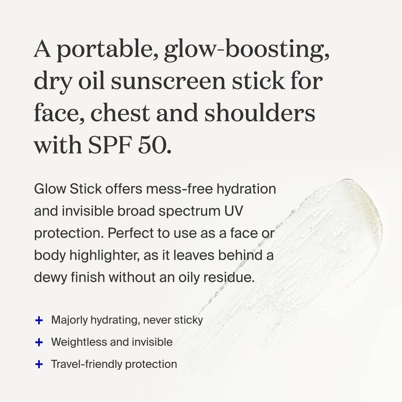Supergoop! Glow Stick, .7 oz - SPF 50 PA++++ Dry Oil Sunscreen Stick for Face & Body - Brightens & Hydrates for a Healthy Glow - Mess-Free, Travel-Friendly SPF - Image 2
