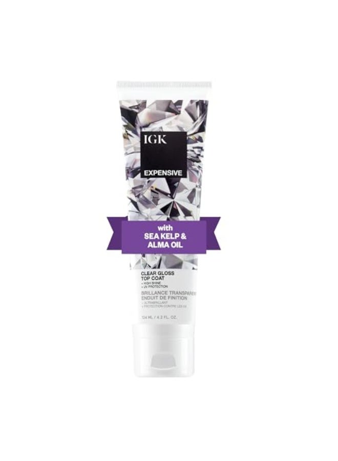 IGK EXPENSIVE Clear Hair Gloss Treatment ShineBoosting Top Coat for Glass Hair Hair Treatment for Smooth Polished Finish Clear Gloss for Hair Sheen and Silkiness Cruelty Free 42oz - Image 1