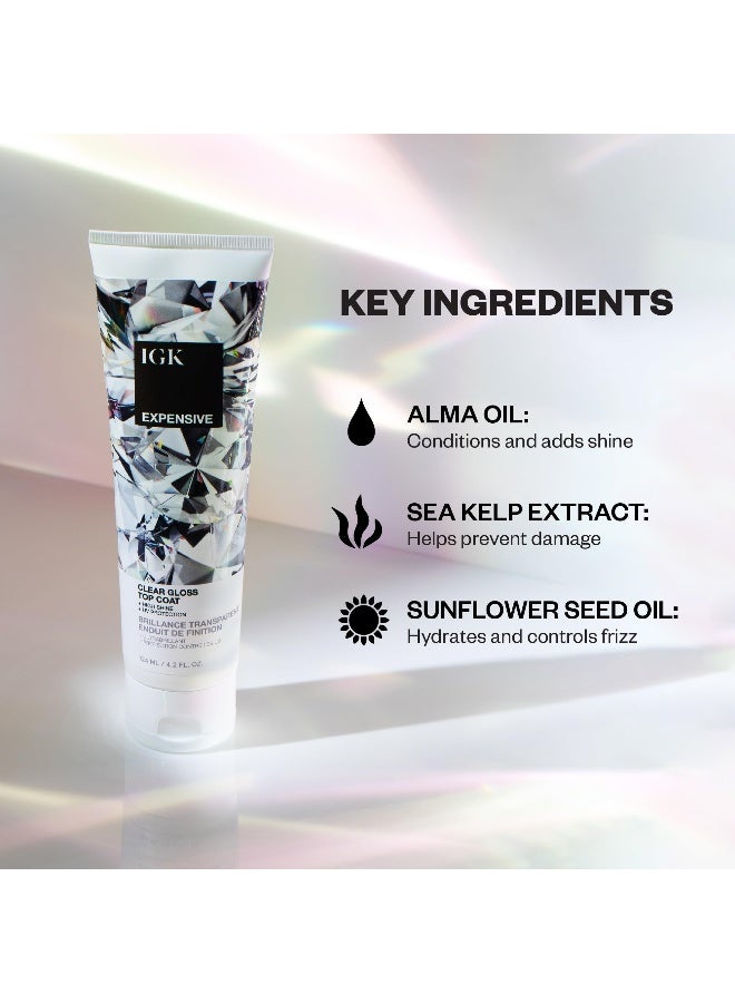 IGK EXPENSIVE Clear Hair Gloss Treatment ShineBoosting Top Coat for Glass Hair Hair Treatment for Smooth Polished Finish Clear Gloss for Hair Sheen and Silkiness Cruelty Free 42oz - Image 2