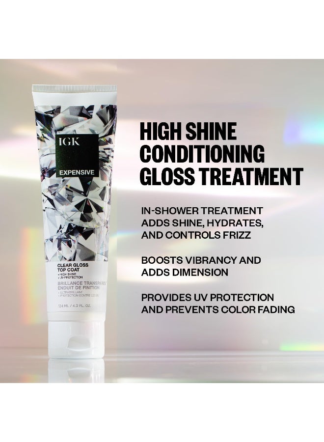 IGK EXPENSIVE Clear Hair Gloss Treatment ShineBoosting Top Coat for Glass Hair Hair Treatment for Smooth Polished Finish Clear Gloss for Hair Sheen and Silkiness Cruelty Free 42oz - Image 3
