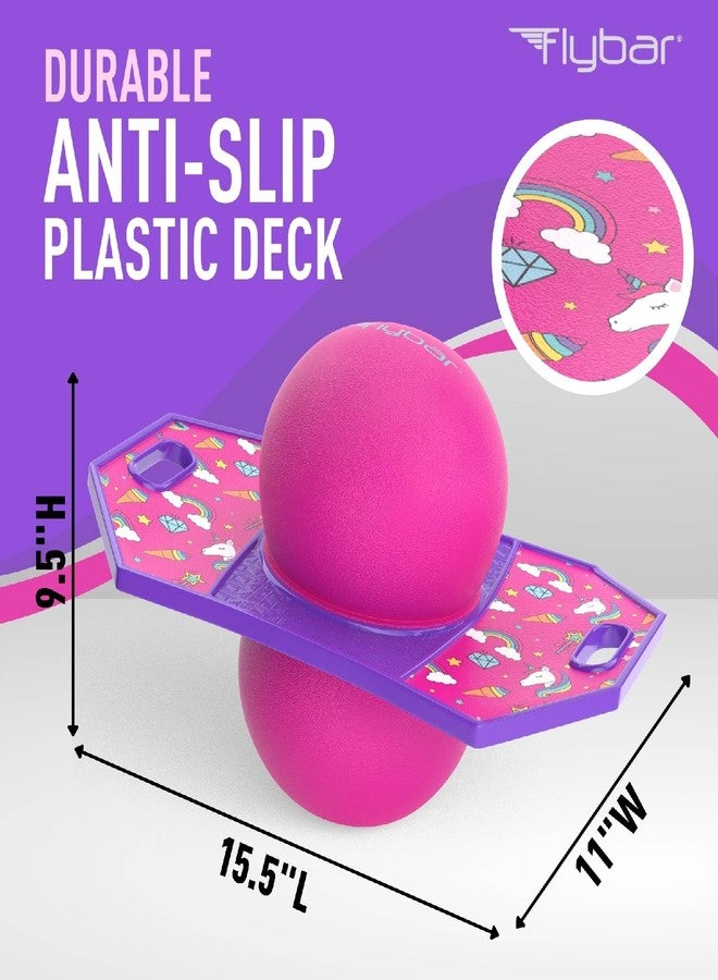 Flybar Unicorn Pogo Ball for Kids, Jump Trick Bounce Board with Pump and Strong Grip Deck - Image 5