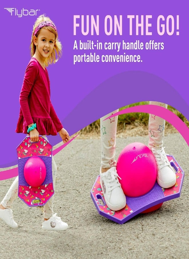 Flybar Unicorn Pogo Ball for Kids, Jump Trick Bounce Board with Pump and Strong Grip Deck - Image 2