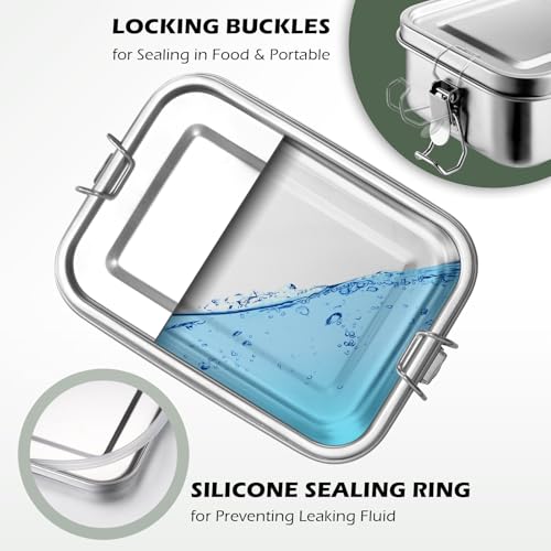 Leonyo 18.6oz 18/10 Stainless Steel Lunch Box, 550ml Mini Reusable Metal Bento Box, Leak-Proof Small Food Snack Containers for Camping, Dishwasher Safe, Oven Safe Except for Lid - Image 3