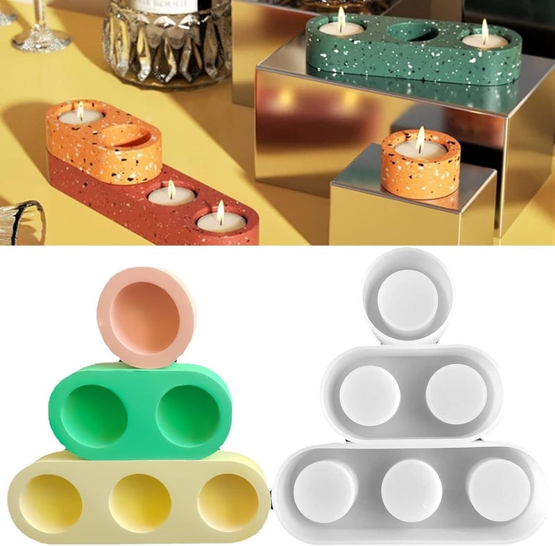 ARTOOL 3 Set Candle Holder Mould Tea Light Candle Holder Resin Mold, Diwali Mold for Diwali Mould DIY Candle Holder Mold, 3 Pcs (B20) - Image 1