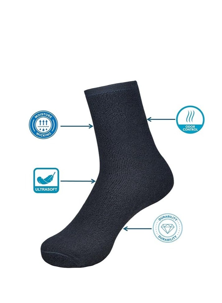 دياموند تو 6 Pairs Mens Cushion Towel Crew Socks - Comfortable Super Soft Material - EU size 40-45 (Multi 6 Pairs - Black TWO, Navy-White-Brown-Grey ONE) - Image 2