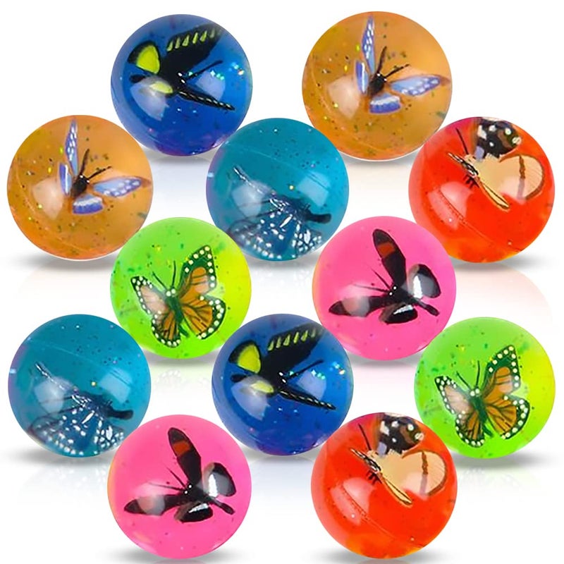 ArtCreativity Butterfly High Bounce Balls Set of 12 Balls for Kids with 3D Butterfly Inside Outdoor Toys for Encouraging Active Play Party Favors and Pinata Stuffers for Boys and Girls - Image 2