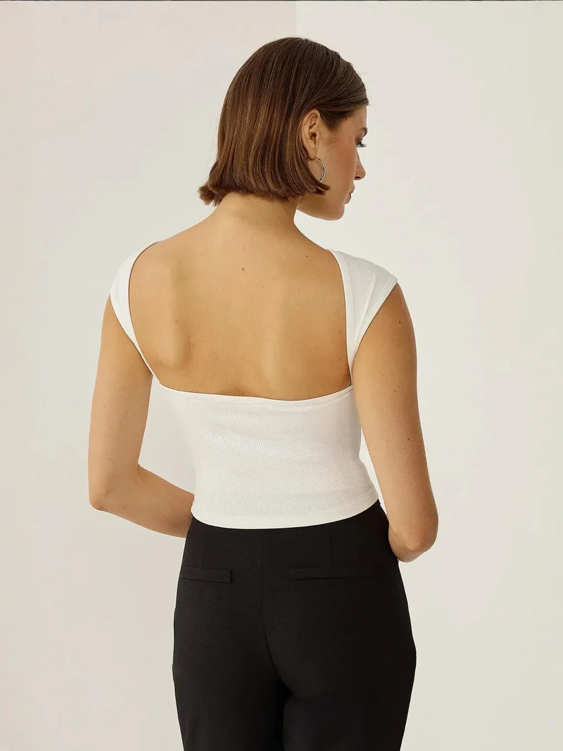 Hiccup White Open Back Crop Top for Women | Best Price UAE