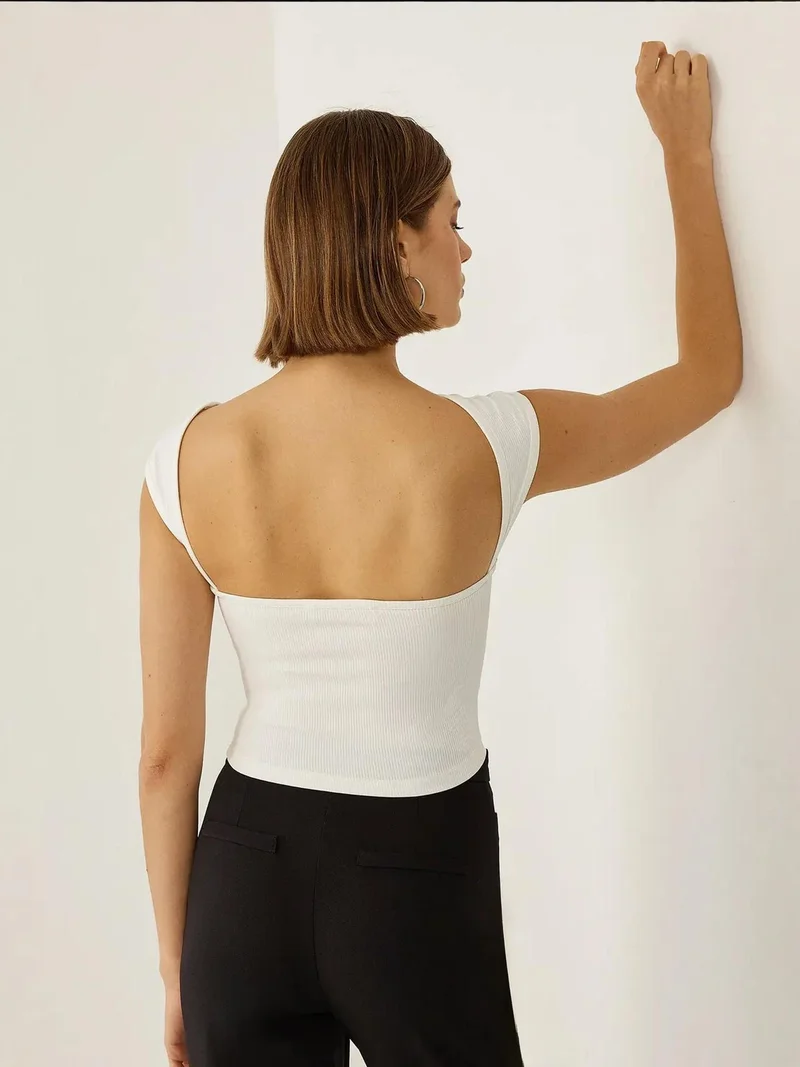 Hiccup White Open Back Crop Top for Women | Best Price UAE