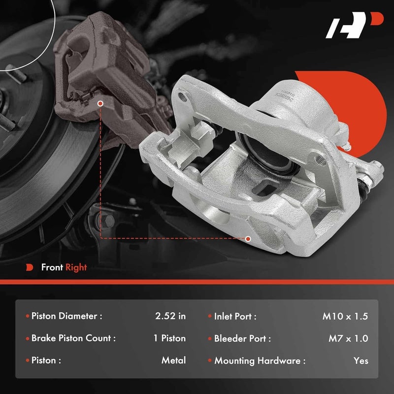 A-Premium Disc Brake Caliper Assembly with Bracket for Toyota and Lexus - Front Right Passenger Side - Image 2