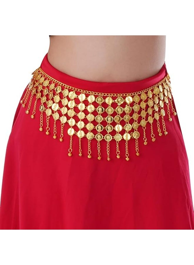TLAXCA Coins Belly Dance Hip Scarf Belt Belly Dancing Coins Skirts Chain Belt for Bellydance Costume Accessory Gold  - Image 3