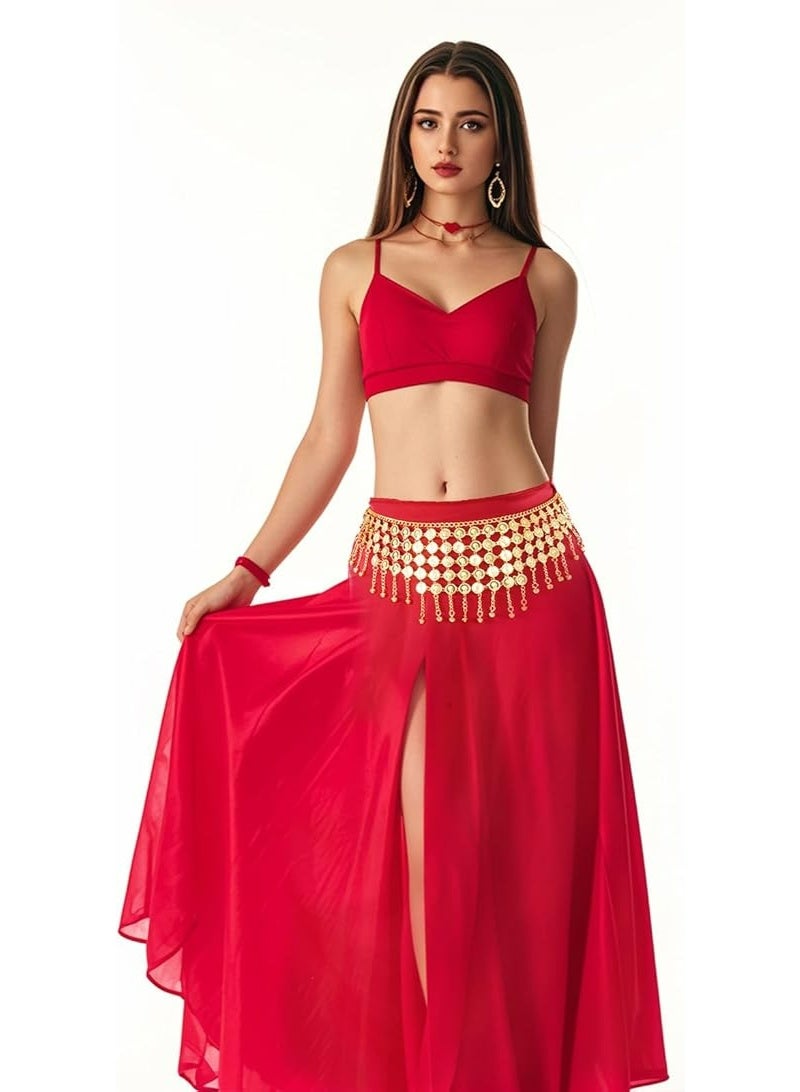TLAXCA Coins Belly Dance Hip Scarf Belt Belly Dancing Coins Skirts Chain Belt for Bellydance Costume Accessory Gold  - Image 5