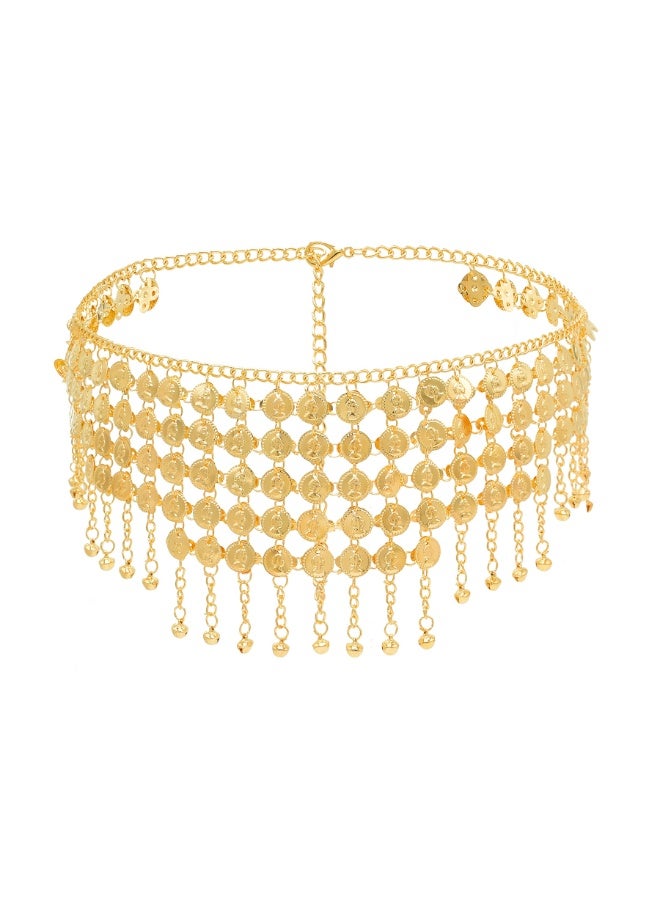 TLAXCA Coins Belly Dance Hip Scarf Belt Belly Dancing Coins Skirts Chain Belt for Bellydance Costume Accessory Gold  - Image 1