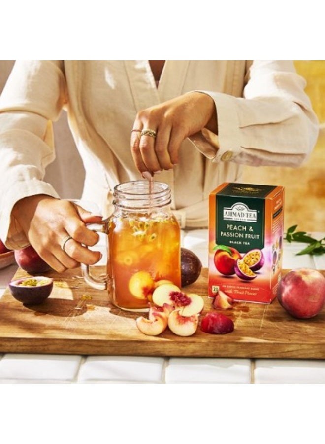 Ahmad Tea Peach & Passion Fruit Black Tea – 20 Foil Tea Bags | Premium Flavored Black Tea with Fruit Pieces - Image 3