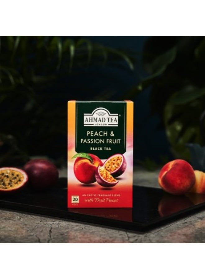 Ahmad Tea Peach & Passion Fruit Black Tea – 20 Foil Tea Bags | Premium Flavored Black Tea with Fruit Pieces - Image 4