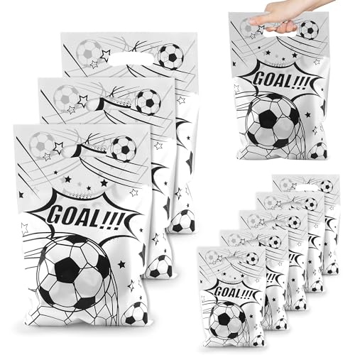 Nelisylux Soccer Goodie Bags Party Favors, Soccer Gift Bags, 50 Pcs Soccer Snack Bags for Team Goody Snacks Candy Treat Bag Football Party Decorations Birthday Theme Supplies Gifts for Kids Games Sports Events - Image 1