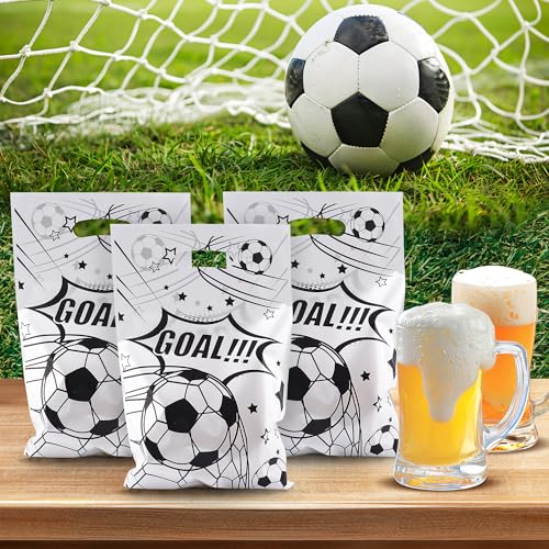 Nelisylux Soccer Goodie Bags Party Favors, Soccer Gift Bags, 50 Pcs Soccer Snack Bags for Team Goody Snacks Candy Treat Bag Football Party Decorations Birthday Theme Supplies Gifts for Kids Games Sports Events - Image 2