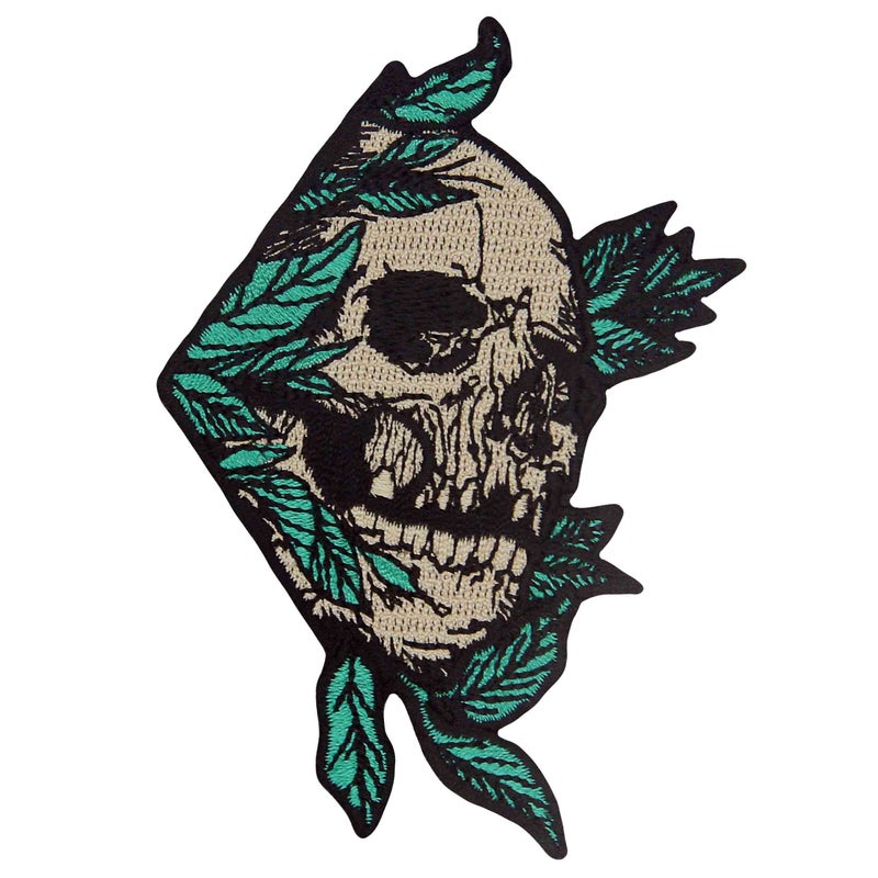 Rock and Roll Skull Patch Embroidered Applique Badge Iron On Sew On Emblem