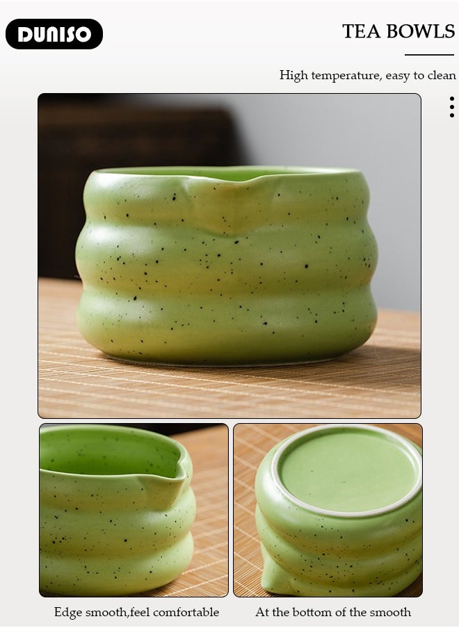 DUNISO Matcha Tea Set, 4 Pcs Set Matcha Tool, Matcha Whisk and Bowl Ceremony Accessory Kit, Matcha Bowl with Pouring Spout, Matcha Bamboo, Whisk Scoop Sifter, Matcha Whisk Holder  - Image 2