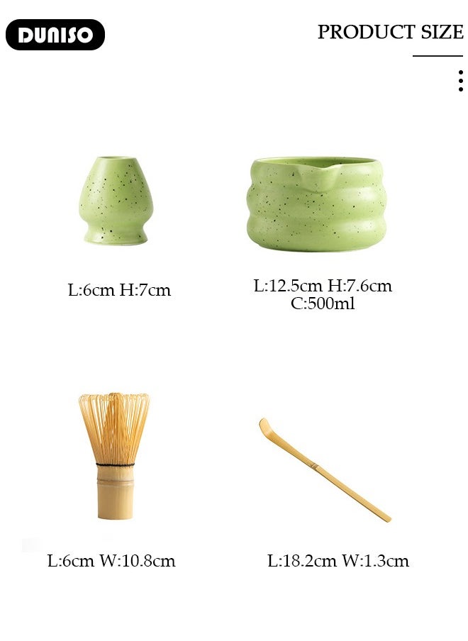 DUNISO Matcha Tea Set, 4 Pcs Set Matcha Tool, Matcha Whisk and Bowl Ceremony Accessory Kit, Matcha Bowl with Pouring Spout, Matcha Bamboo, Whisk Scoop Sifter, Matcha Whisk Holder  - Image 4