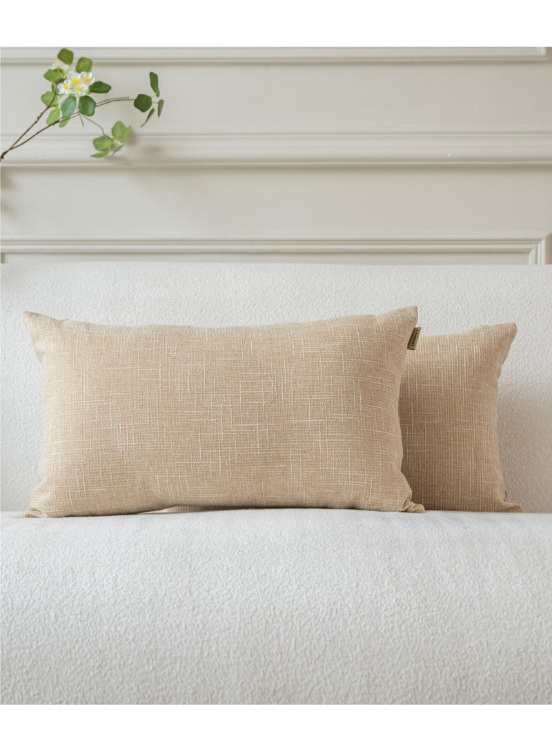 a moment a moment Set of 2 Beige Linen Decorative Throw Pillow Covers 30 x 50 CM Farmhouse Pillow Covers with Cross for Couch Sofa Bed Living Room Home Decor  - Image 1