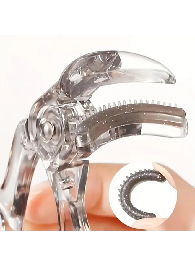 Transparent Gray Portable Eyelash Curler With Built In Comb Ergonomic Handle For Sensitive Eyes Travel Friendly - Image 4
