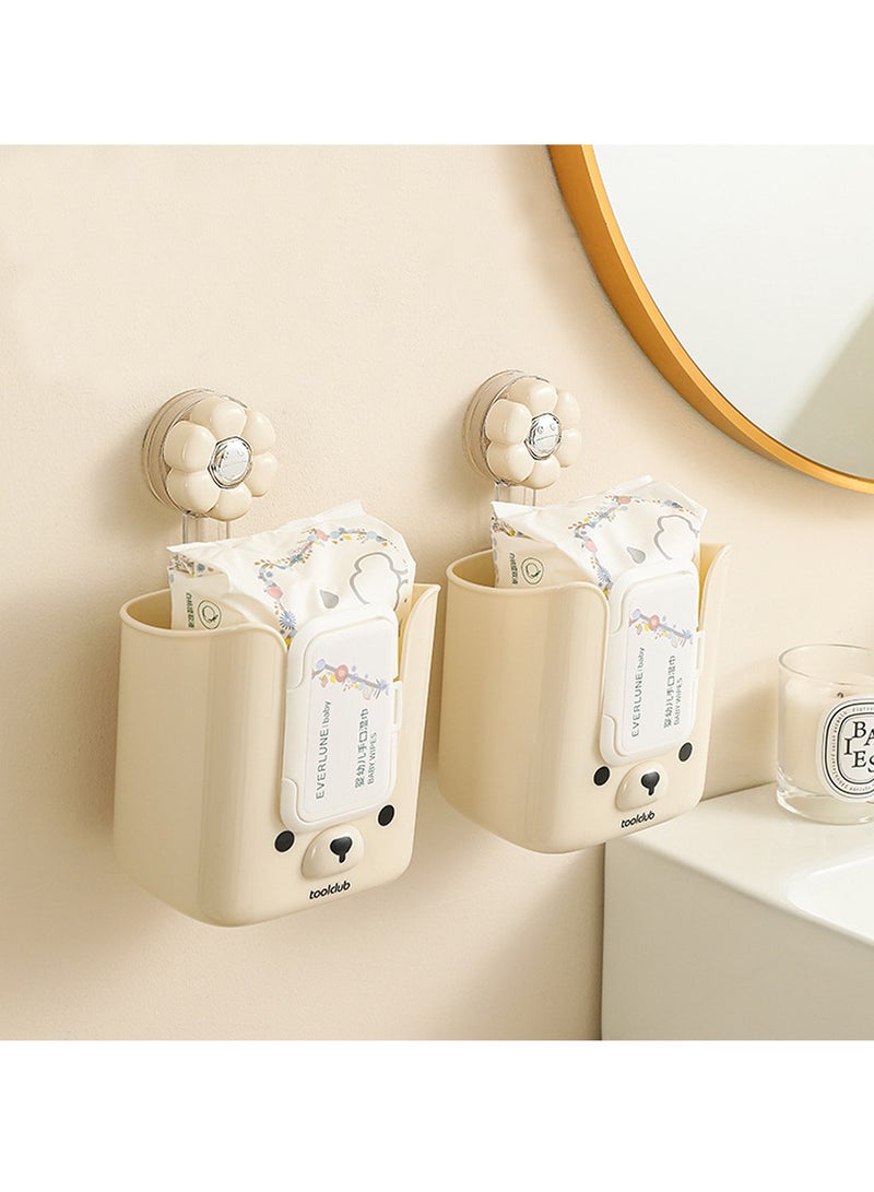 Multifunction Bathroom Kitchen Wet Towel Organizer Wall Mounted Suction Cup Tissue Holder Cute Bear Toilet Paper Holder Wall Storage Box Rack - Image 1