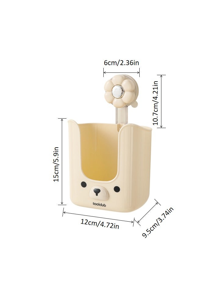 Multifunction Bathroom Kitchen Wet Towel Organizer Wall Mounted Suction Cup Tissue Holder Cute Bear Toilet Paper Holder Wall Storage Box Rack - Image 5