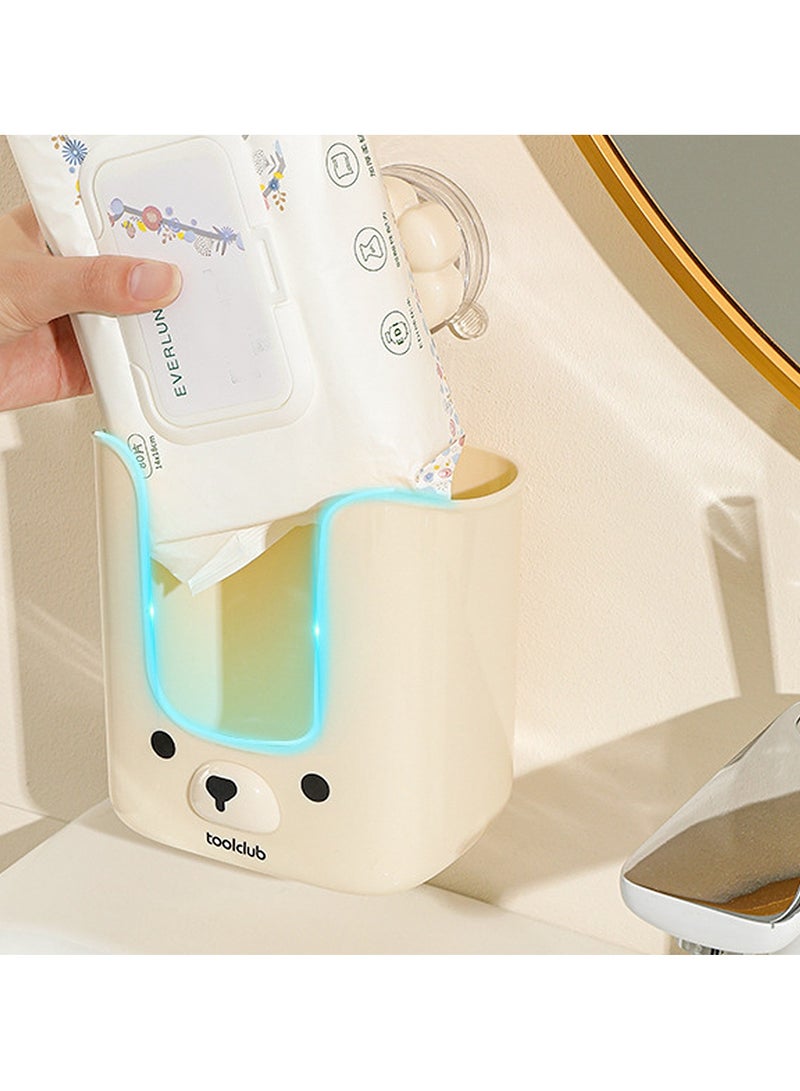 Multifunction Bathroom Kitchen Wet Towel Organizer Wall Mounted Suction Cup Tissue Holder Cute Bear Toilet Paper Holder Wall Storage Box Rack - Image 4