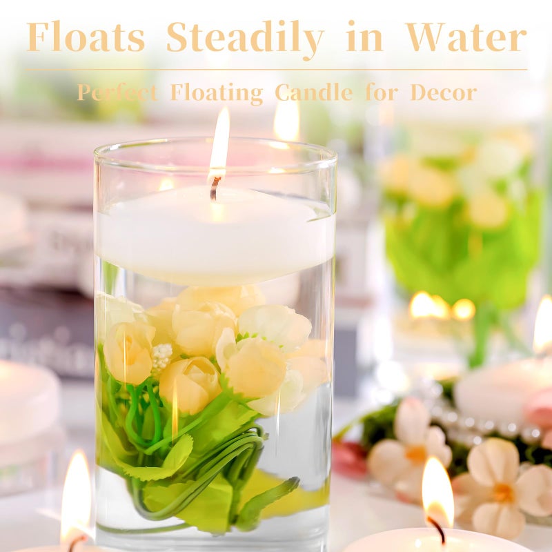 MAKALONE 3 Inch Vanilla Sugar Scented Floating Candles,36 Pack White Floating Disc Candles, 8-10 Hour Long Burning for Wedding Centerpieces, Home Spa, Holiday Party & Pool Decor,Outdoor Dinners - Image 5