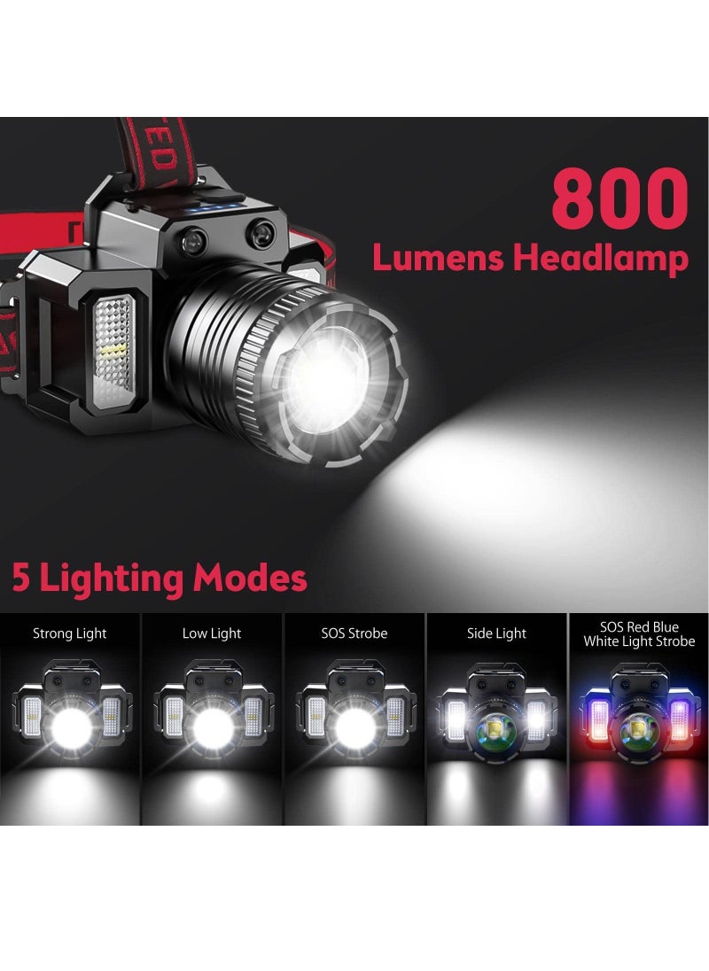 Alruht LED Headlamp, Rechargeable Head Light, 360° Adjustable Angle Headlight with 5 Modes Ipx6, Waterproof, Motion Sensor, Headlight for Fishing, Camping, Hiking  - Image 4