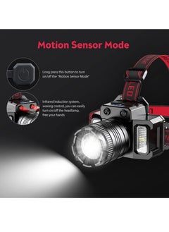 Alruht LED Headlamp, Rechargeable Head Light, 360° Adjustable Angle Headlight with 5 Modes Ipx6, Waterproof, Motion Sensor, Headlight for Fishing, Camping, Hiking  - Image 3