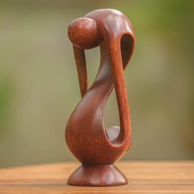 نوفيكا Novica Romantic Love Suar Wood Abstract Human Figure Sculpture 7.5 "" Tall "Loviable Love" - Image 4