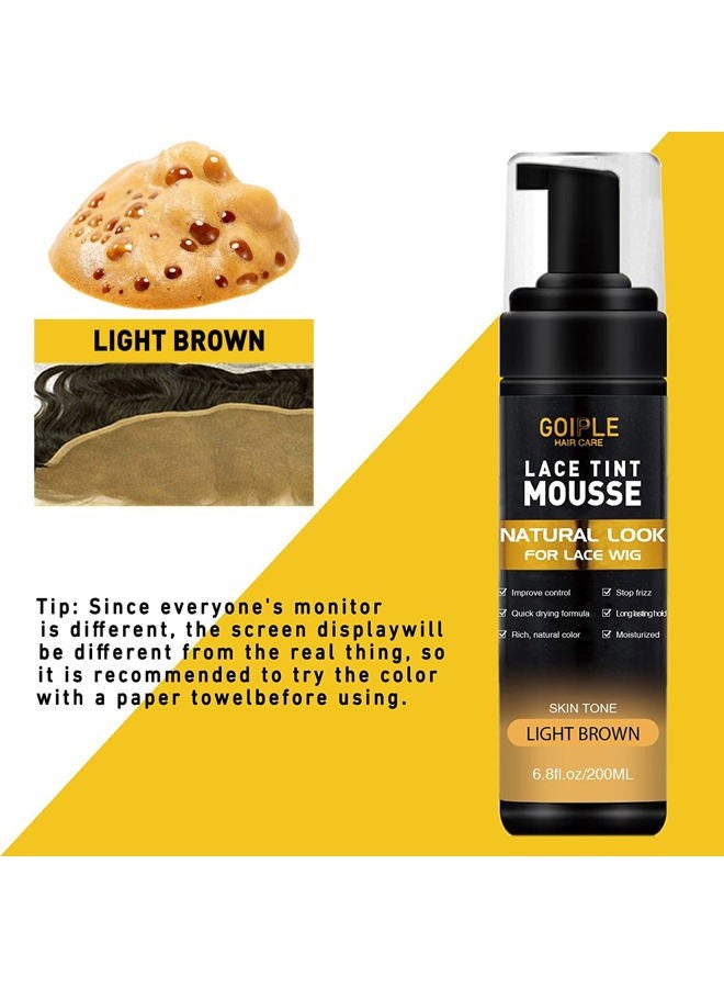 Goiple 6.8 fl oz Lace Tint Melting Hair Mousse for Women Wigs Tool Set Toupees and Hairpieces Natural Finishing Lace Color (Light Brown) - Image 3