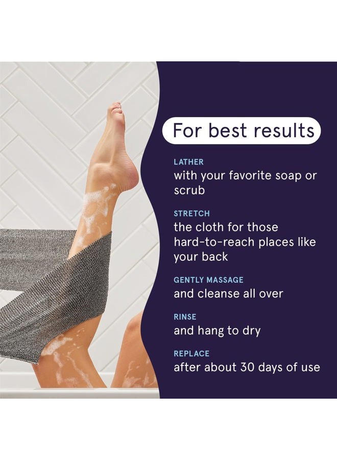 cleanlogic Body Exfoliating Cloth, Stretchy Detox Charcoal Infused Exfoliator Bath and Shower Washcloths, Reusable Daily Skincare Tool, 3 Count Value Pack - Image 4