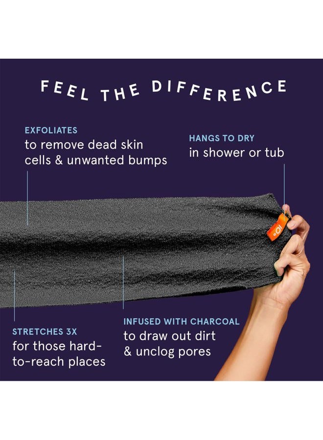 cleanlogic Body Exfoliating Cloth, Stretchy Detox Charcoal Infused Exfoliator Bath and Shower Washcloths, Reusable Daily Skincare Tool, 3 Count Value Pack - Image 2