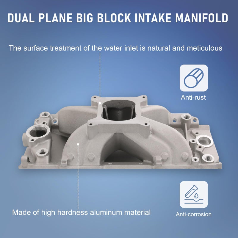 DICMIC Aluminum Single Plane Intake Manifold Compatible with Chevrolet Big Block V8 BBC 396-454 Engines - Image 3