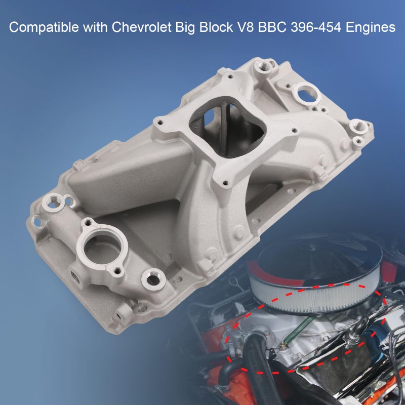 DICMIC Aluminum Single Plane Intake Manifold Compatible with Chevrolet Big Block V8 BBC 396-454 Engines - Image 2
