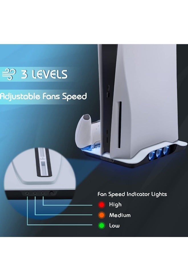 Loquat Cooling Fan and Dual Controller Charger Station for PS5 Console, Cooler Station and Charging Dock with Extra USB Ports for Playstation 5 UHD and Digital Edition, White  - Image 5